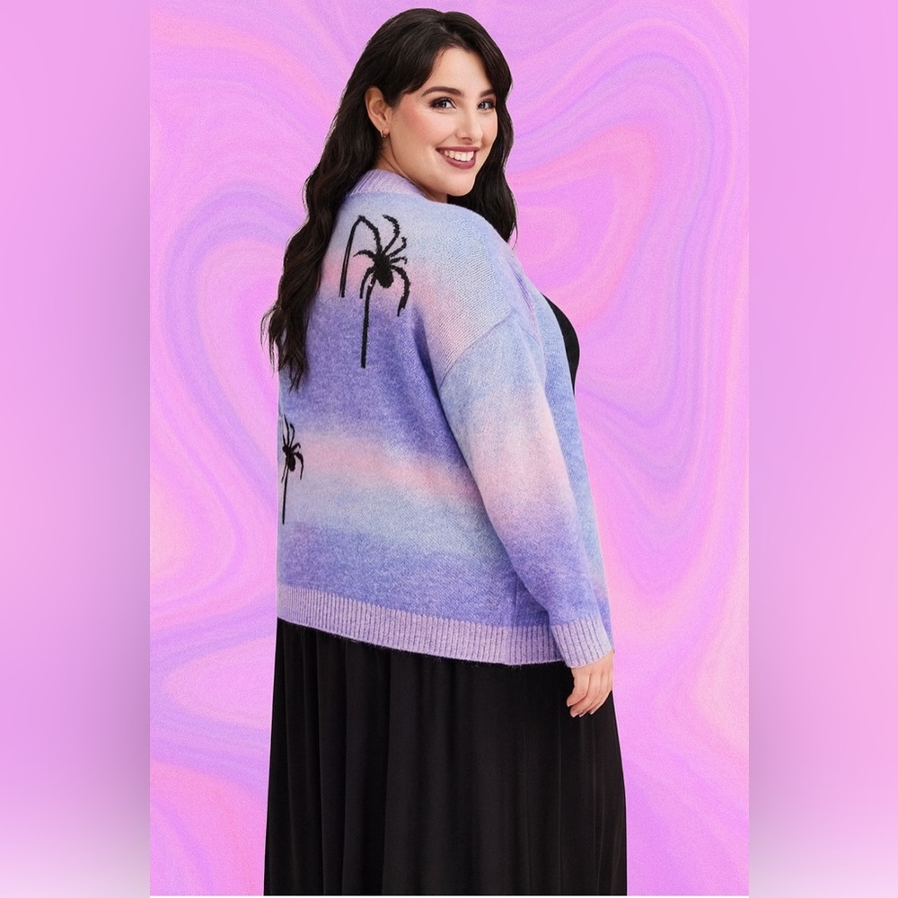 Torrid Blue Purple Pink Ombré Open-Front Spider  Cardigan, 2X, NWT! - Picture 7 of 16